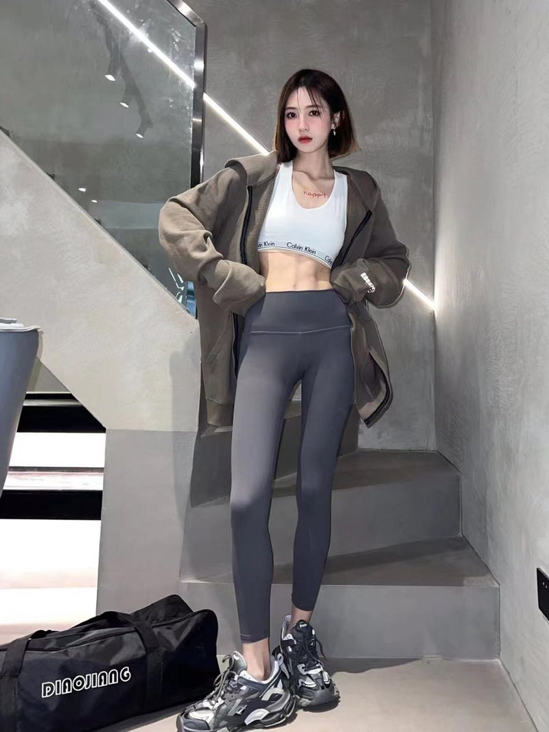 Lulu Same No Embarrassment Line Yoga Pants Cropped Pants Naked Tight Hip Exercise Fitness Yoga Leggings - Image 4